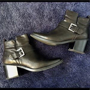 Steve Madden Black Leather Booties, Size 7